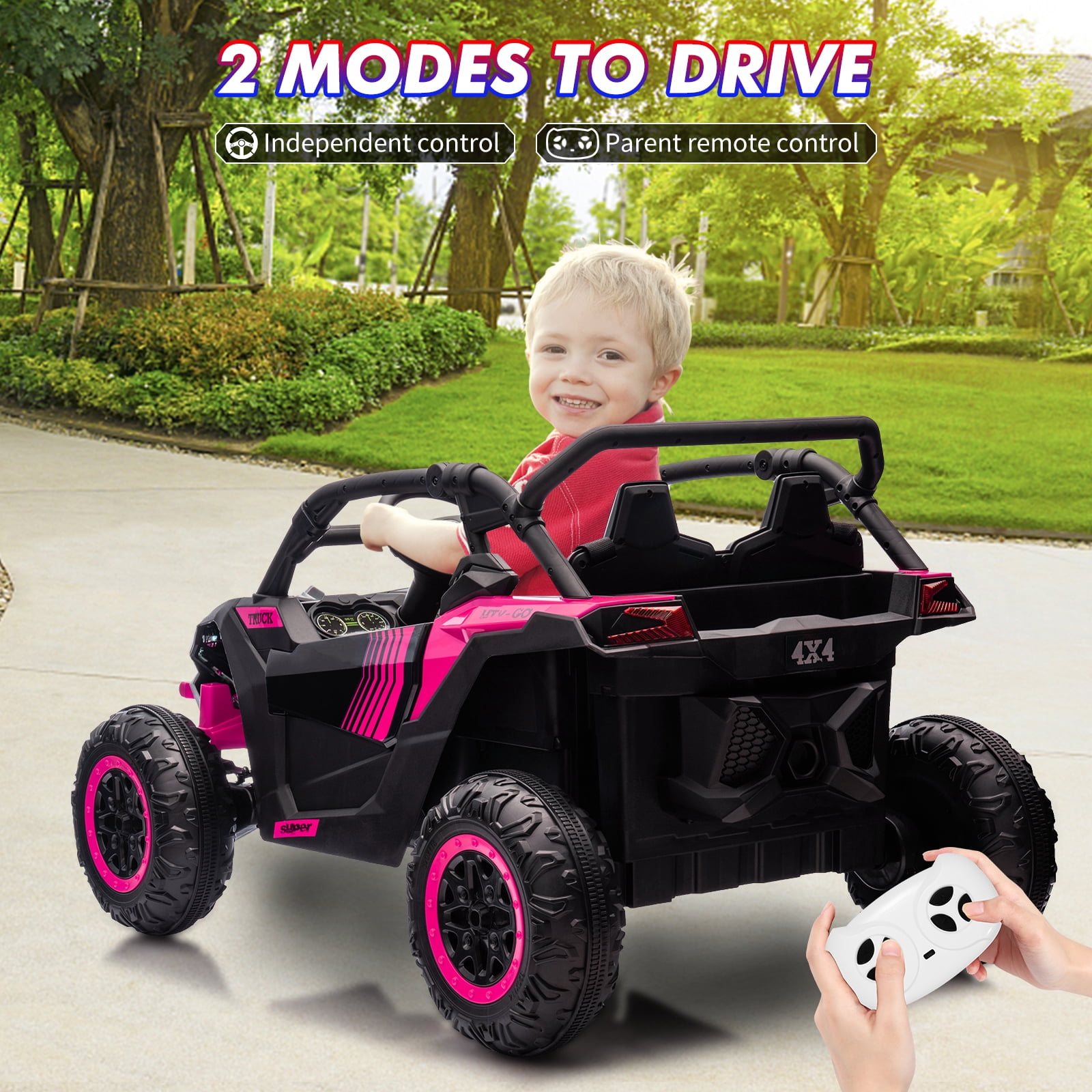 CazToi 24V 7 AH 4WD Battery Powered 2 Seater Ride On Car Off-Road Electric UTV with Remote for Kids