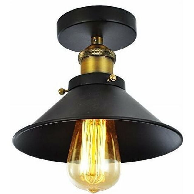 Plafonnier Industrielle en Métal Fer Vintage 220mm Noir E27 para Salon Chambre Restaurent Café Bar