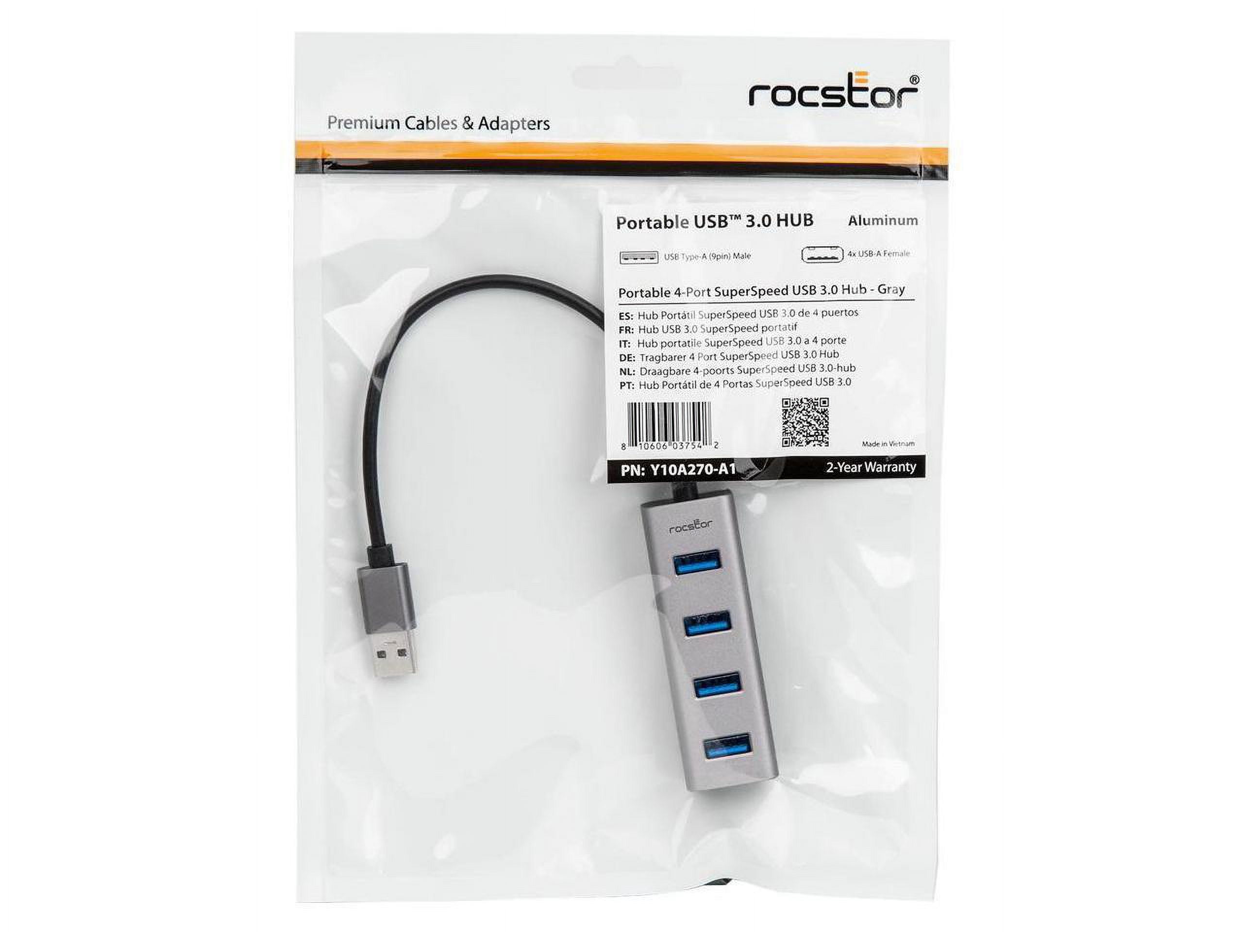 Rocstor Portable 4 Port Hub USB-A to 4x USB-A SuperSpeed USB 3.0