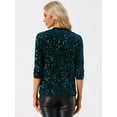 thumbnail image 4 of Chaqueta elegante con lentejuelas para mujer Allegra K Azul M, 4 of 6