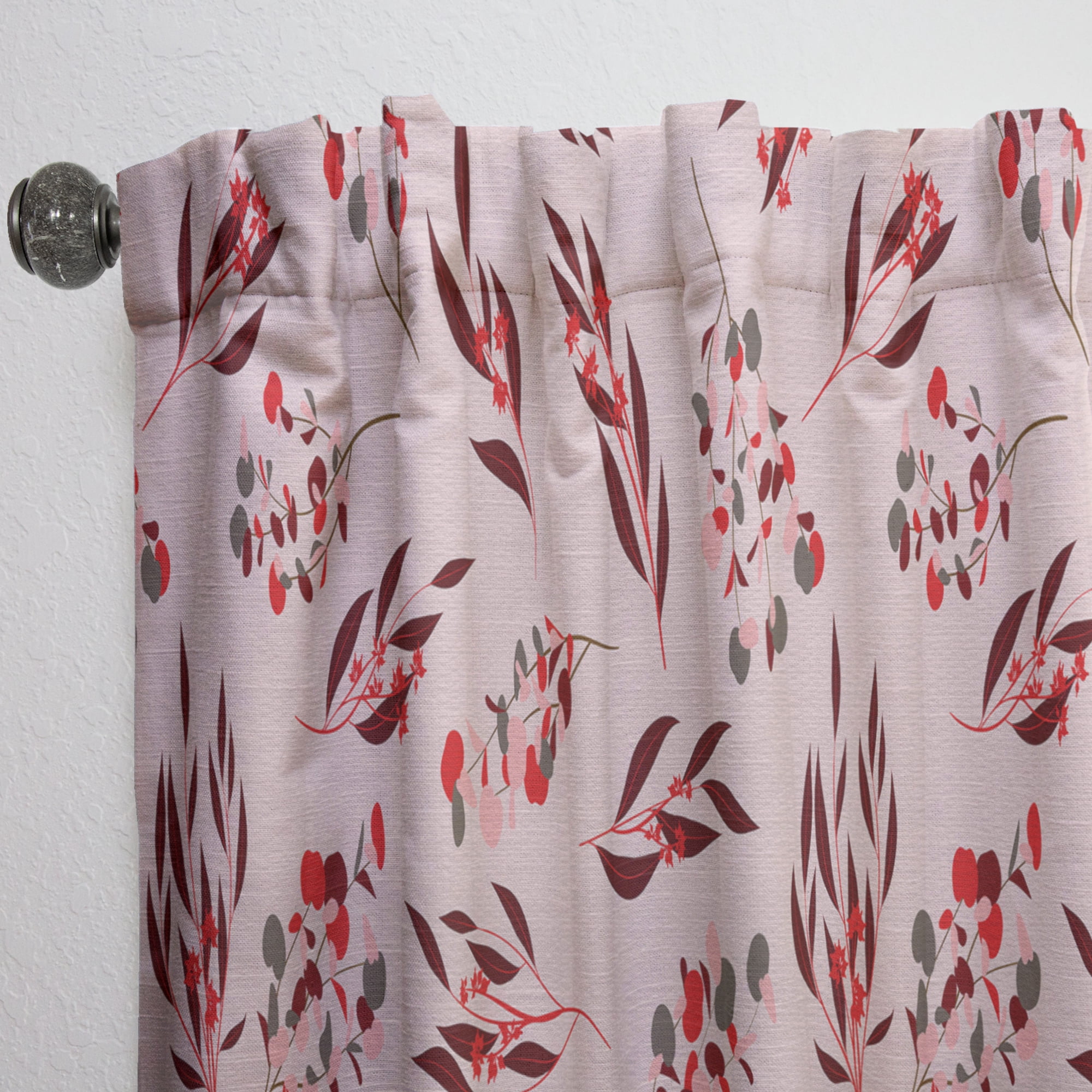 Designart 'Bright Eucalyptus Floral Retro Pattern II' Mid-Century Modern Curtain Panel