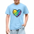 thumbnail image 6 of Rainbow Heart Shirt for Girls | Kids Valentine's Day Short Sleeve Cotton T-Shirt | Casual Graphic Tee Kids to Big Kid Blue,Size 4 T, 6 of 9