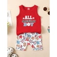 thumbnail image 3 of Toddler Baby Boy 4th of July Outfits All American Boy Sleeveless Shirt Tank Top USA Stars Shorts Set Summer Clothes 2Pcs, 3 of 9