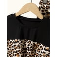 thumbnail image 5 of Mikrdoo 10 Years Big Girls Fall Winter Pants Sets Leopard Pattern Splice Color Block Long Sleeve Pullover Twist Tops Elastic Leopard Trousers 2Pcs Clothing From 8-14Y Black, 5 of 8
