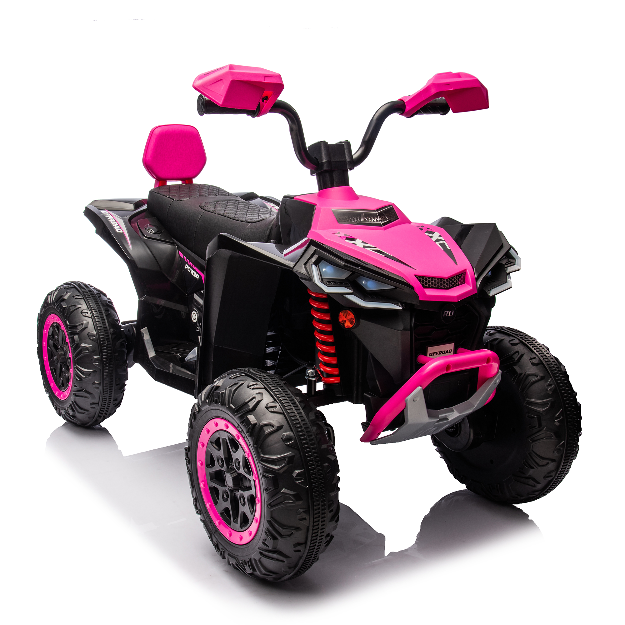 Jorfly 24V Ride on Truck ATV Car，Power Car Wheel 2-Seater Power Car Wheels Kids ATV – 800W 4WD Power with Remote Control & Extended Range Battery (Pink)
