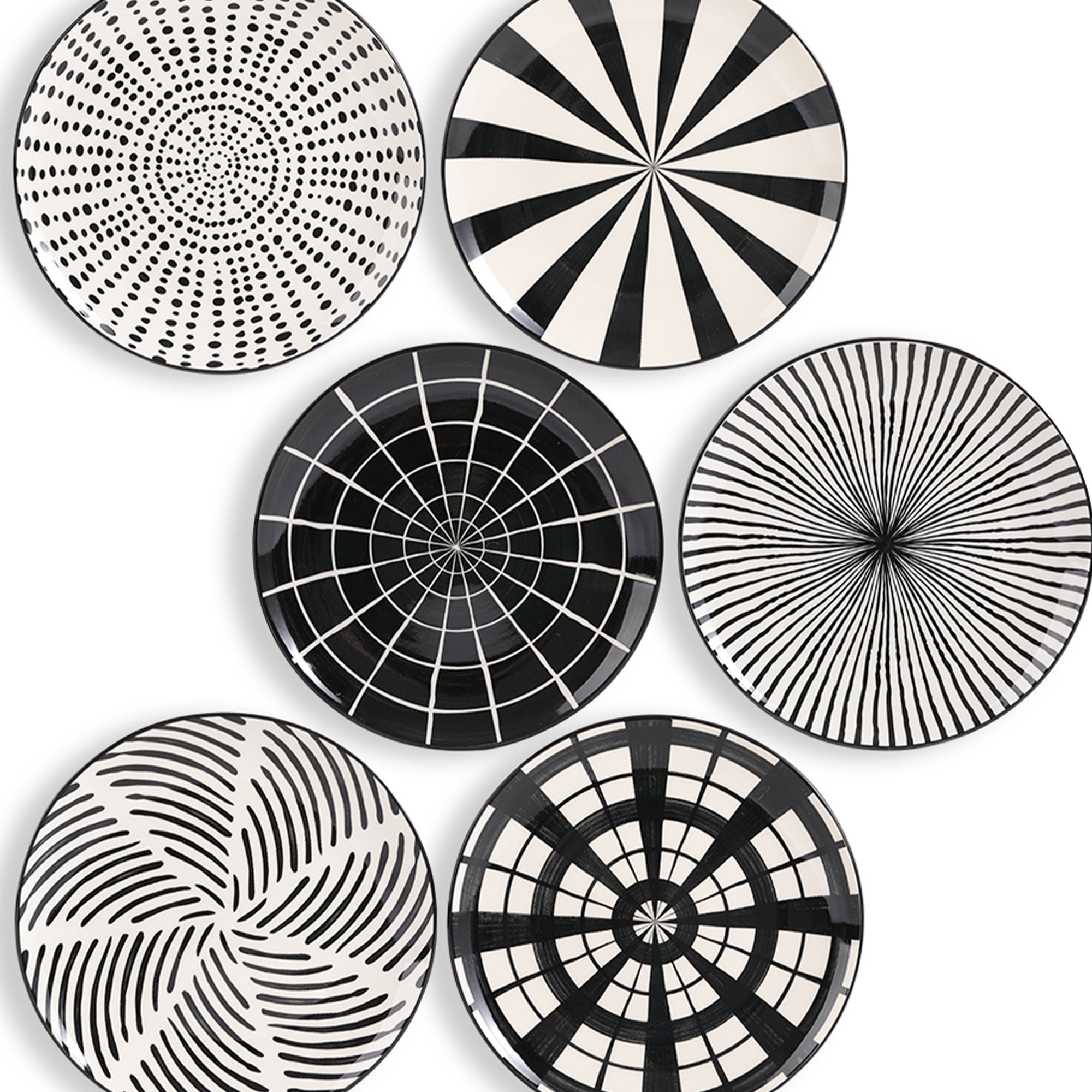 Black Round Plate Set 8 Inch Salad Plates Dessert Appetizer Plates