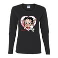 thumbnail image 2 of Wild Bobby Betty Boop Heart Blowing Kiss Dog Betty Boop Womens Long Sleeve T-Shirt, Black, Small, 2 of 5