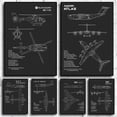 thumbnail image 2 of Dark Aircraft Aviation Blueprints, dibujo estético, imágenes, sala de estar, arte de pared, decoración del hogar, pintura en lienzo, impresión, carteles, regalo, 2 of 4