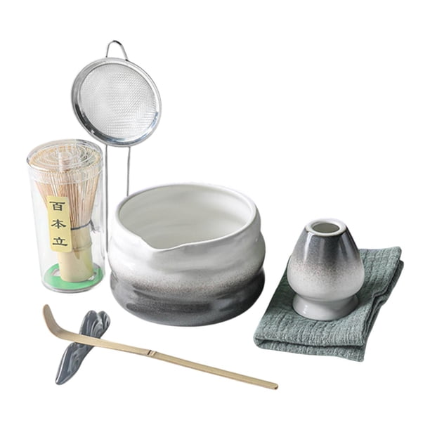 Juego de 7 piezas para de matcha, kit para preparar té matcha, cuenco tradicional para matcha, batidor de matcha para recepción Gradiente Negro