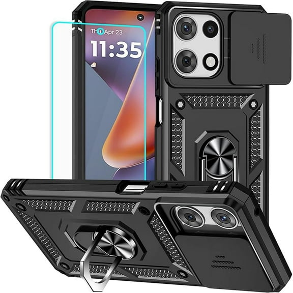 MUKO for Moto G 5G 2025 Case with Screen Protector: [Military Grade 20ft. Drop Tested] Slide Camera Cover Ring Shockproof Protective Phone Case for - Moto G 2025 Black