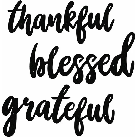 3 Pcs/Set Iron Crafts Wall Decoration Thankful Grateful Blessed Word Sign Hanging Wall Art Thanksgiving Letter Wall Sign
