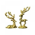 thumbnail image 2 of 2Pcs Reindeer Figurines Sculpture, Resin Origami Elk Standing and Sitting Deer Statue Desktop Ornament, 2 of 9
