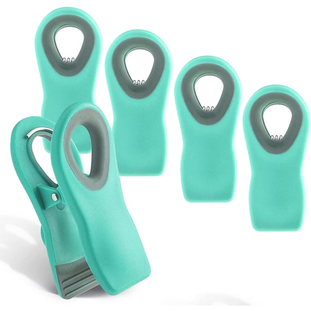 HAHDAXIA 5 Pc Chip Bag Clips- Kitchen Clips, Magnetic Chip Clips for Bags, Food Bag Clips with Airtight Seal (Mint Green)