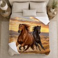 thumbnail image 5 of Autumn Horse Gallop Sunset Scene, Rustic Farmhouse Horse Scene, Warm Flannel Blanket for Ranch House and Living Room, Horse Lovers Thanksgiving Gift, Rustic Home Decor, 5 of 9