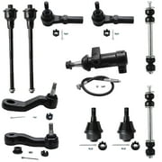 Detroit Axle - Front 11pc Suspension Kit for Chevy Silverado Sierra Avalanche Suburban GMC Yukon XL 2500 3500 HD Hummer H2, Ball Joints Tie Rods Sway Bars Pitman Idler Arm Bracket Pivot Replacement