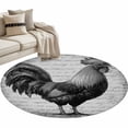 thumbnail image 2 of 3ft Washable Round Rug, Country Animal Non-Slip Circle Area Rug for Bedroom Bedside, Retro Watercolor Black Rooster Soft Indoor Floor Mat for Home Decor, 2 of 9