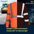 thumbnail image 3 of ProtectX 3-Pack Class 3 Long Sleeve High Visibility Safety T-Shirt with Elastic Reflective Stripes, Men's Heavy Duty Breathable Hi Vis Reflective Shirts, Orange - X-Large, 3 of 7