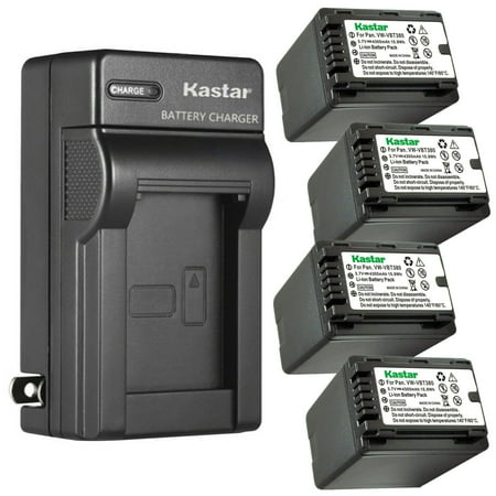 Kastar 4-Pack Battery and AC Wall Charger Replacement for Panasonic HC-V160K HC-V160GK HC-V180 HC-V180K HC-V180GK HC-V201 HC-V201K HC-V210 HC-V210M HC-V210GK HC-V210MGK HC-V230M HC-V250