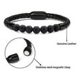 thumbnail image 3 of Ciana Men's Natural Healing Stone Leather Bracelet With Magnetic Closure (Black Lava), 3 of 4
