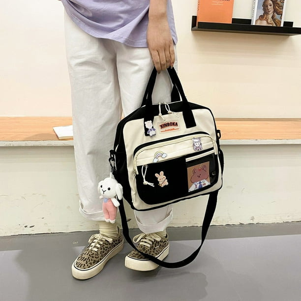 Mochila de hombro Kawaii Mochila de estudiante japonés Bolso bandolera (Negro)