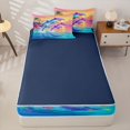 thumbnail image 4 of Castle Fairy Bright Cartoon Sunset Dolphin Zipper Twin Comforter Sets with Fitted Sheet and 2 Pillowcases,Palm Tropical Fish Coastal Scene Zipper Bedding Set,Orange Cyan,Reversible,4-Piece, 4 of 6