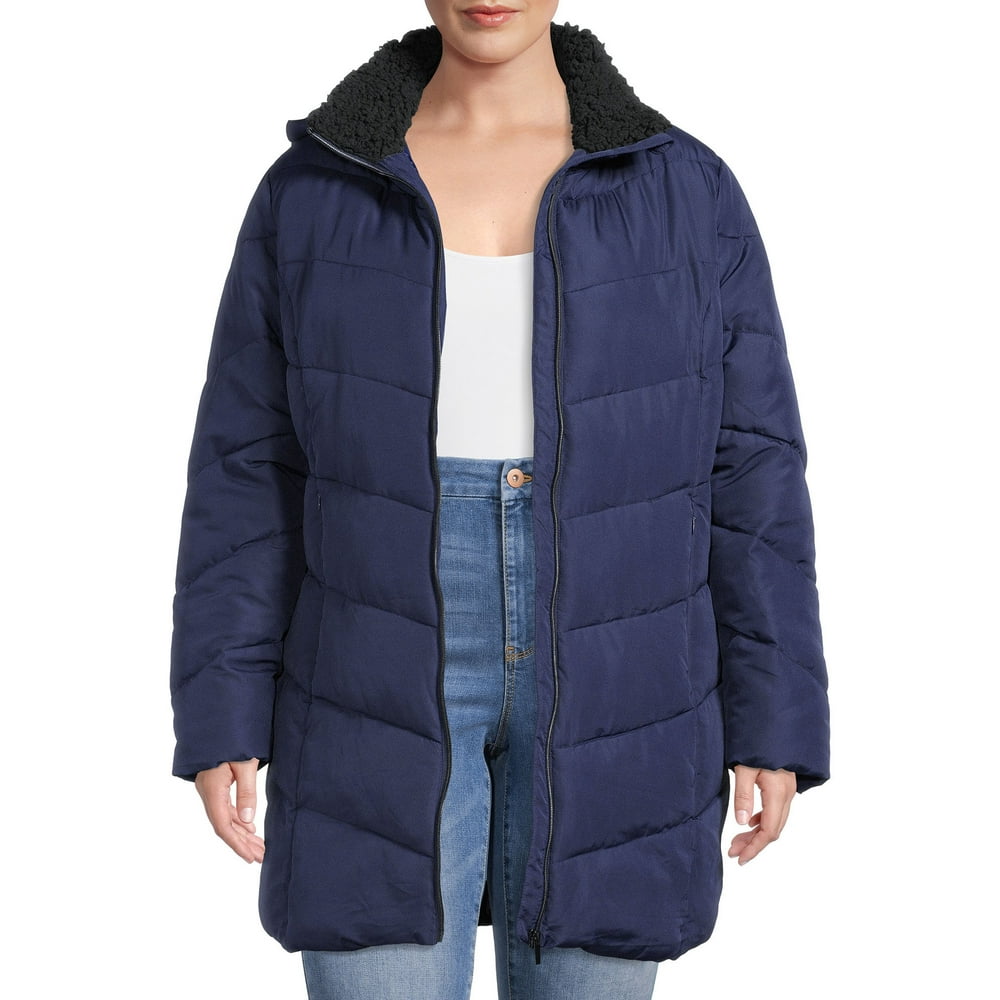 Big Chill Big Chill Women's Plus Size Chevron Quilted Puffer Coat