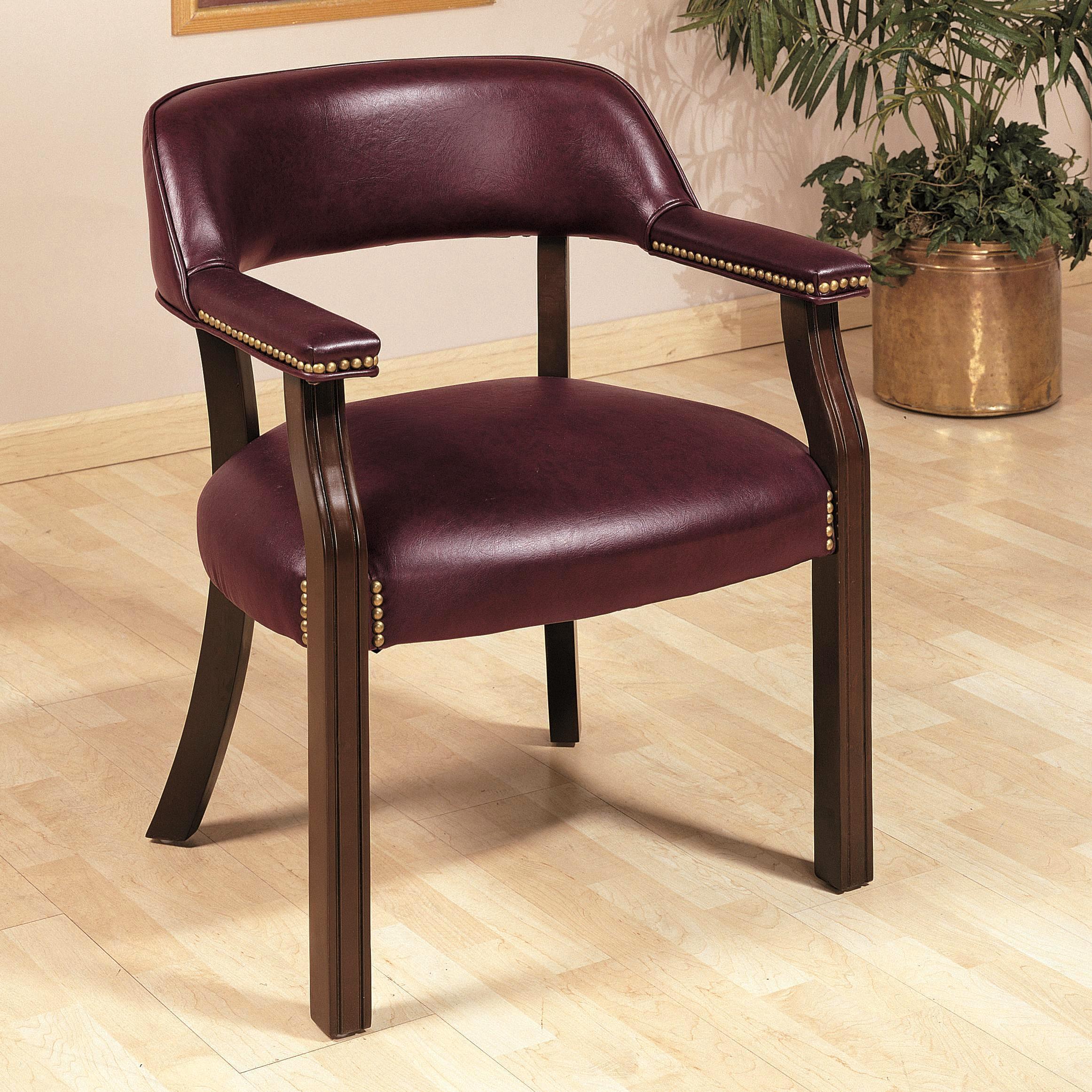 A Line Furniture Traditional Classic Burgundy Office Guest Reception Chair with Nailhead Trim