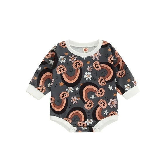 Bagilaanoe Newborn Baby Girl Boy Romper Tops Pumpkin Print Long Sleeve Bodysuit 6M 12M 18M 24M Infant Fall One Piece Bodysuit