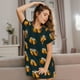 thumbnail image 3 of Fotbe Beer Bata de Dormir para Mujer con Estampado, Camisón de Algodón de Manga Corta, Ropa de Dormir Casual, 3 of 6