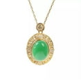 thumbnail image 2 of HOOUN Green Jade Crystal Pendant Necklace Charm 18K Gold Plated Chain Dainty Gemstone, 2 of 6