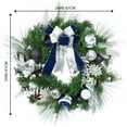 thumbnail image 6 of Coolmee 24 inch Christmas Wreath with 20 LED Lights, 60 cm Front Door Pre-Lit Garland with Bow-Knot Christmas Baubles Pine Cones Snowflake for Door Wall Window Fireplace Decorations, 6 of 8