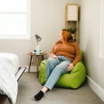 thumbnail image 6 of Big Joe Dorm Bean Bag Chair with Drink Holder and Pocket for Teens and Kids, Spicy Lime, Durable Easy-Clean Polyester Nylon Blend, 3 foot Gaming and Reading Nook Seat, Refillable, 6 of 11
