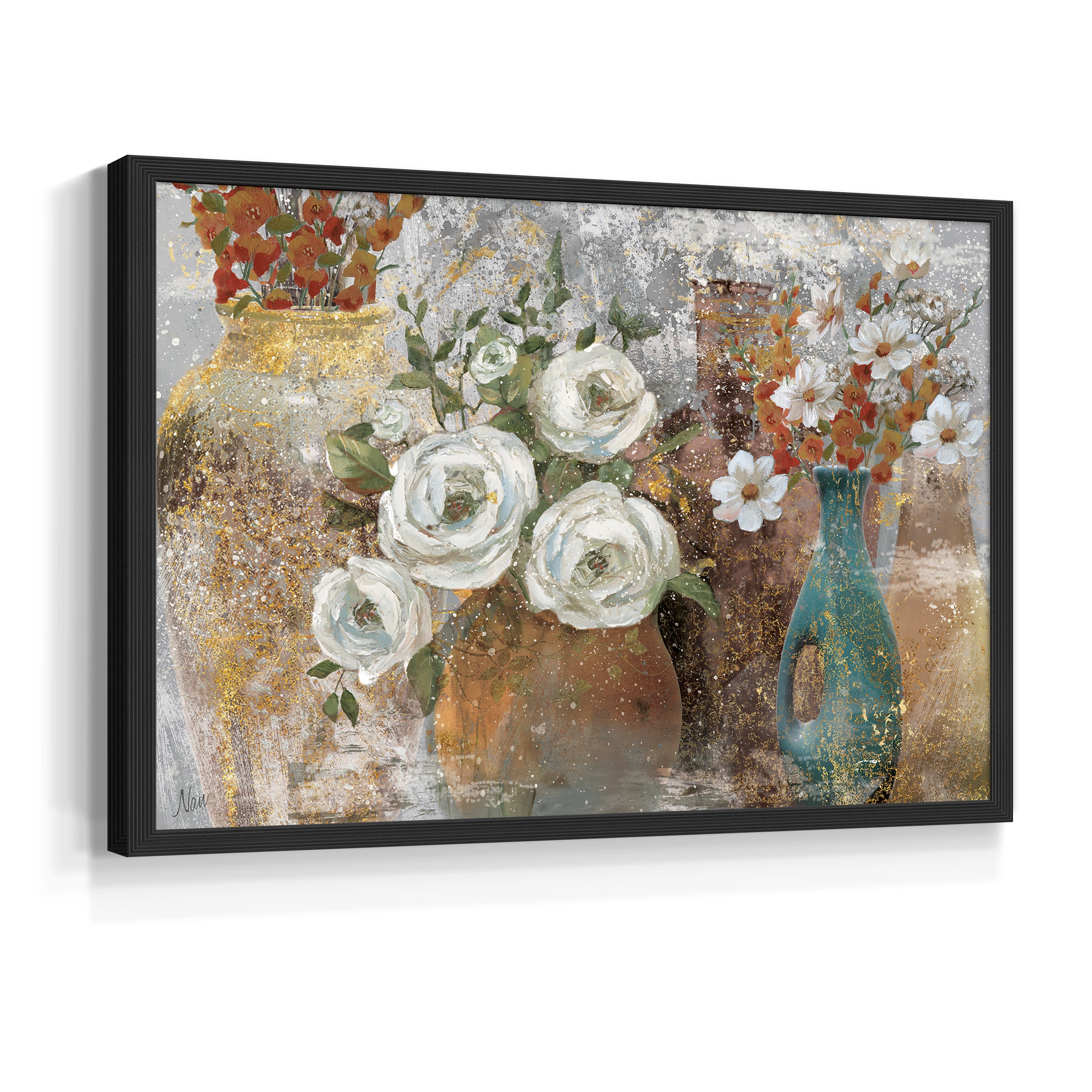 Vessels and Blooms Spice by Nan - Restickable Framed Giclée Print
