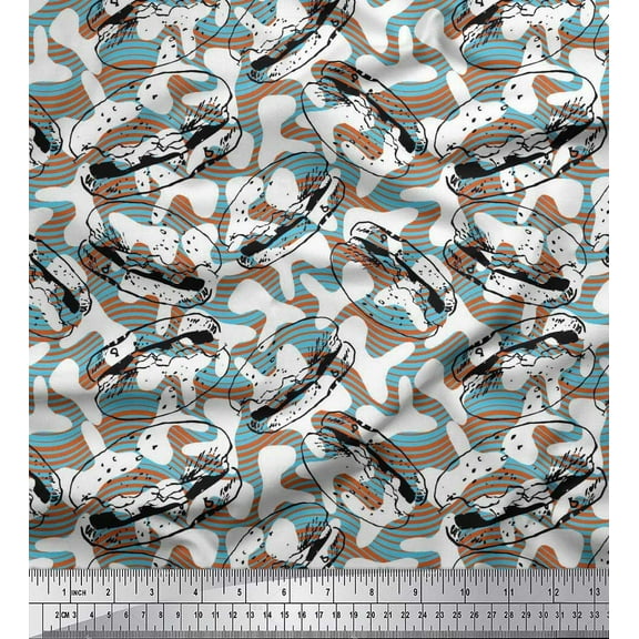 Soimoi Poly Georgette Fabric Burger Food Fabric Prints By Yard 42 Inch Wide