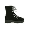 thumbnail image 2 of Women Faux Suede Striped Lace Up Lug Sole Combat Booties 19278, 2 of 6