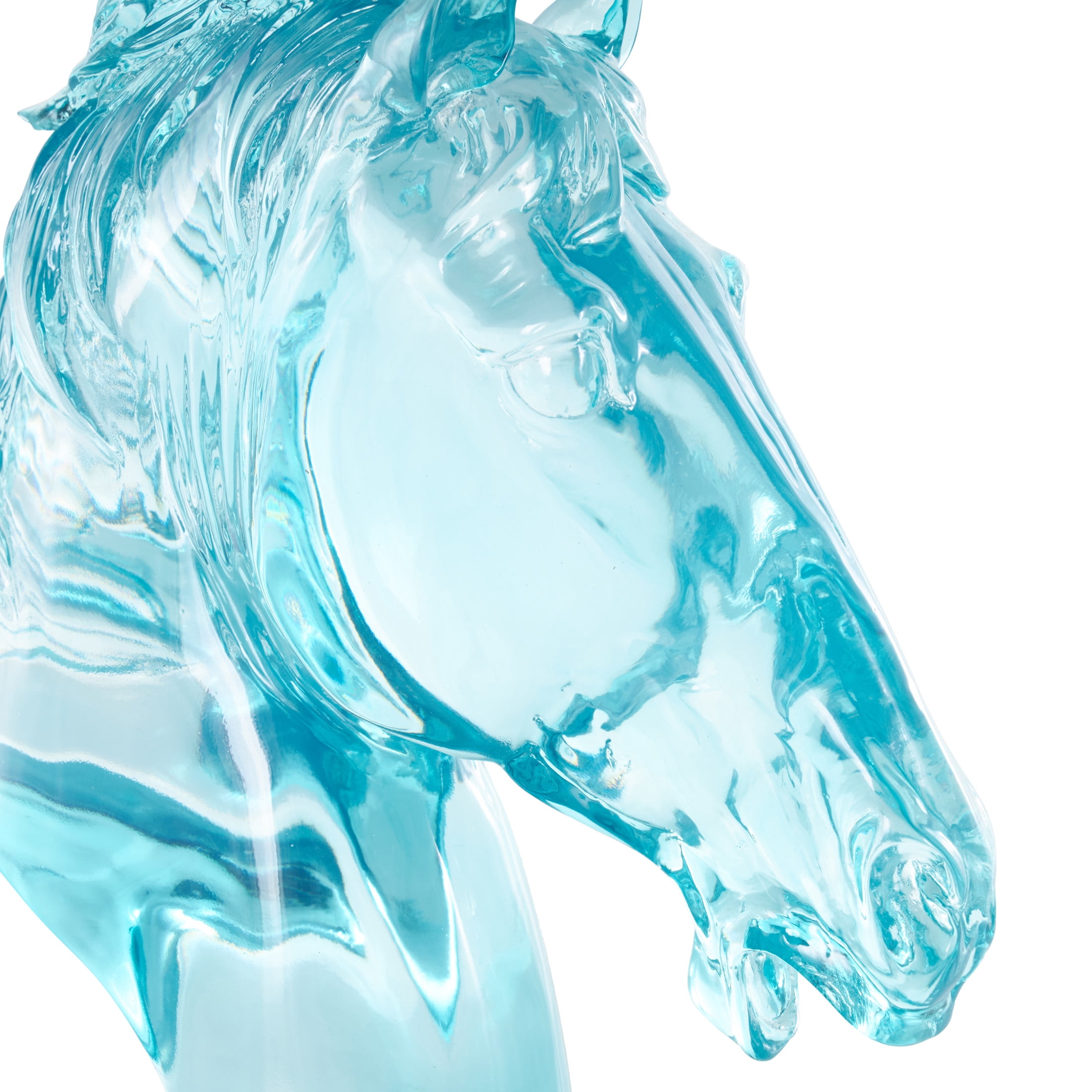 6" x 13" Light Blue Resin Tinted Horse Sculpture, by DecMode