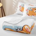 thumbnail image 4 of Manfei Cute Bow Dog Quilt King, Watercolor Corgi King Coverlet Set, White Orange, 3-Piece, 1 Bedspread and 2 Pillowcases, 4 of 7