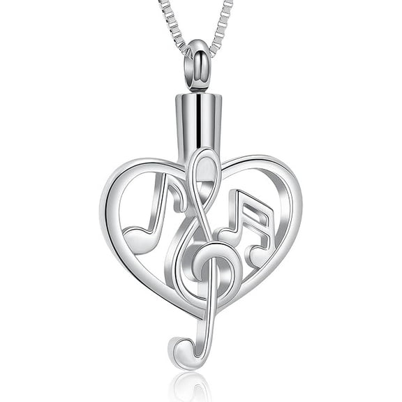 Heart Cremation Jewelry Urn Necklace for Ashes & Music Note Keepsake Pendant Memorial Ashes Necklace of Loved One for Women Men