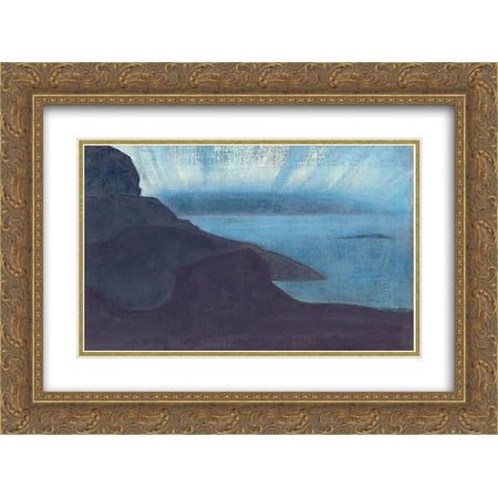 Nicholas Roerich 2x Matted 24x20 Gold Ornate Framed Art Print 'Monhegan (Shining of night)'