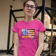 thumbnail image 3 of Tee Hunt Colorful American Flag T-Shirt Patriotic 4th of July Independence Women's T-Shirt Tee, Pink, X-Large, 3 of 5
