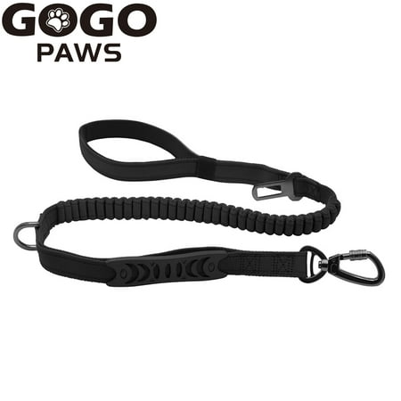 GOGO 2 in 1 Dog Cat Pet Leash Car Seat Belt Buckle Safety Leads Vehicle Seatbelt Harness with Elastic Nylon Bungee Buffer, 2 Handles for Small Medium Large Dog