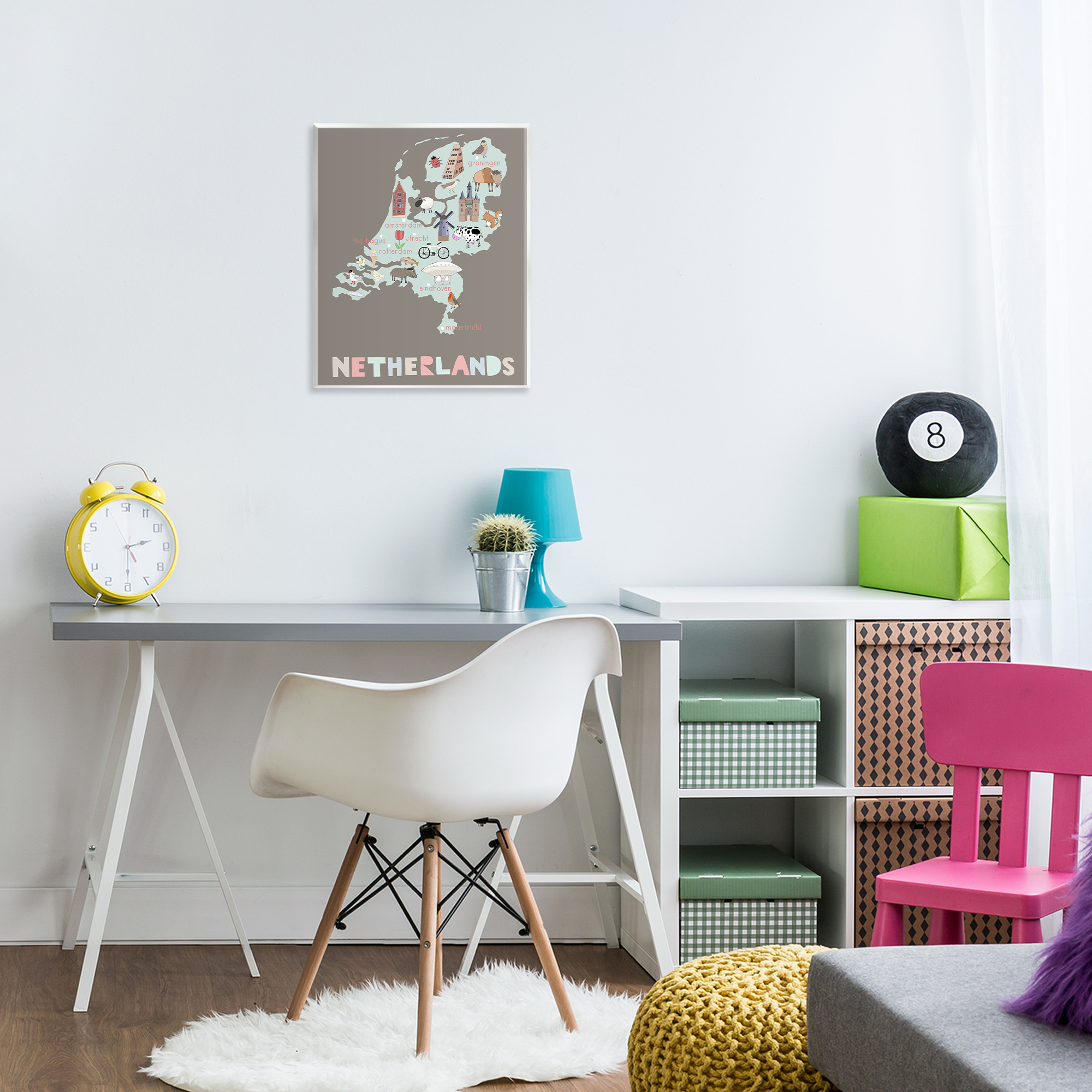 Kid's Map of Netherlands Wall Plaque Art, design by Carla Daly