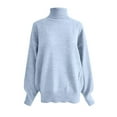 thumbnail image 3 of DuoJiaJ Women's Sweater Loose Turtleneck Sweater Warm Solid Pullover Knitwear Basic Women Tops Autumn Winter Sweaters For Women Clearance Blue L, 3 of 4