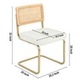 thumbnail image 5 of CangLong Mid-Century Modern, Natural Mesh Rattan Backrest, Upholstered Velvet Seat Armless Chairs with Metal Legs for Home Kitchen Dining Room, Set of 2, Velvet White, 5 of 6
