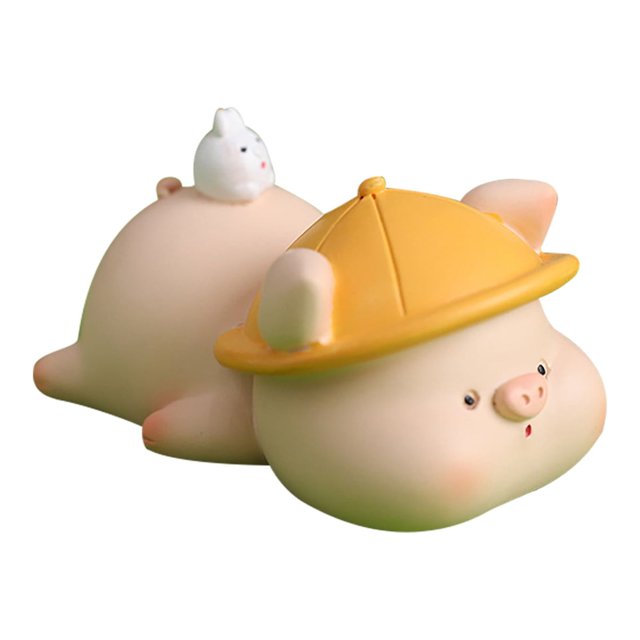 Jioakfa Indoor And Outdoor Decorations Pig Resin Pig Statue Feng Shui Statue Miniature Cake Top Hat Sculpture Model Multicolor D
