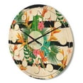thumbnail image 3 of Designart 'Tropical Leaves Retro Pattern II' Mid-Century Modern Wood Wall Clock, 3 of 5