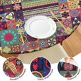 thumbnail image 4 of Boho Chic Round Tablecloth with Stretch Elastic Edge, Floral Pattern Cover for 38-42 Inch Tables, Decorative Dining Room Kitchen Decor, 4 of 7