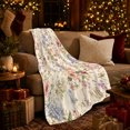 thumbnail image 3 of Vintage Floral Pattern Pink Peonies Wildflowers, Cozy Friendship Quote Scene, Warm Flannel Blanket for Living Room and Reading Nook, Art Lovers Thanksgiving Gift, Artistic Home Decor, 3 of 9