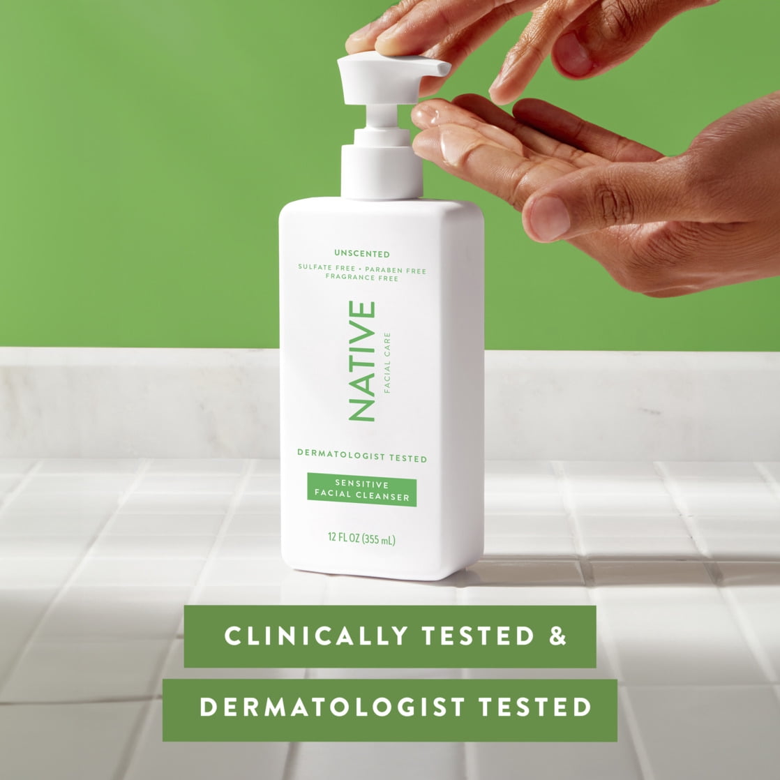 Native Sensitive Facial Cleanser Unscented Sulfate-Free For All Skin Types 12 oz