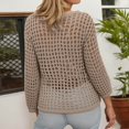 thumbnail image 4 of Women's Lightweight Hollow Out Knit Beach Cover Up Long Sleeve Casual Loose Fit Summer T-Shirt For Outing Oversized T-shirts Short Sleeve Crewneck Casual Tops, 4 of 6